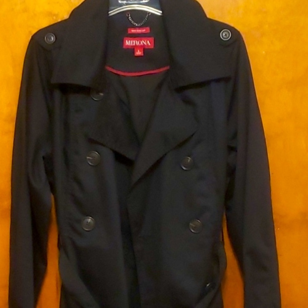 EUC black Trench merona coat L